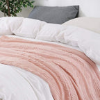 BOURINA Pink Throw Blanket 50x60 Inches Throw Textured Solid Soft Sofa Throw Couch Cover Knitted Decorative Blanket