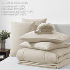 CozyLux Full Size Comforter Sets Oatmeal, 7 Pieces Bed in a Bag, Oatmeal Comforter Full Size, All Season Bedding Sets with Stitch Quilted Comforter, Flat Sheet, Fitted Sheet, Pillowcases