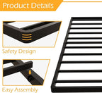 Twin Box Spring 2 Inch Low Profile, Heavy Duty Metal Box Spring Bed Base Bunkie Board, Mattress Foundation, Easy Assembly, Noise Free, Black