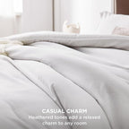 Bedsure Twin/Twin XL Comforter Set - Grayish White Soft Bedding for All Seasons, Cationic Dyed Bed Set, 2 Pieces, 1 Twin Size Comforter (68"x88") and 1 Pillow Sham (20"x26"+2")