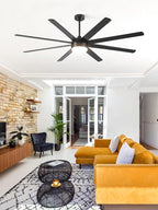 YUHAO 72 Inch Black Ceiling Fan with Light and Remote Control.Noiseless,Dimmable,3CCT,6 Speeds Reversible, DC Ceiling Fans for Indoor or Covered Outdoor