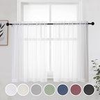 OWENIE Short Sheer Curtains 30 Inches 2 Panels Set, Kitchen Curtains Tiers Light Filtering Rod Pocket Cafe Curtain for Bathroom Small Half Window, 42 in W x 30 in L, White