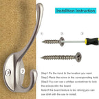 IBosins 10 Pack Heavy Duty Dual Coat Hooks Wall Mounted with 40 Screws Retro Double Hooks Utility Silvery Hooks for Coat, Scarf, Bag, Towel, Key, Cap, Cup, Hat (Silvery)