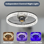20'' Ceiling Fan with Light, Upgraded Low Profile Fan, Flush Mount Ceiling Fan, 6 Speeds, Dimmable LED, App & Remote Control, Quiet DC Motor, for Bedroom, Living Room, F098 Black