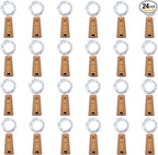 24 Pack 20 LED Wine Bottle Cork Lights, Fairy Mini String Lights Copper Wire, Battery Operated Starry Lights for DIY, Christmas, Halloween, Wedding, Party, Indoor&Outdoor (24 Pack, Cool White)