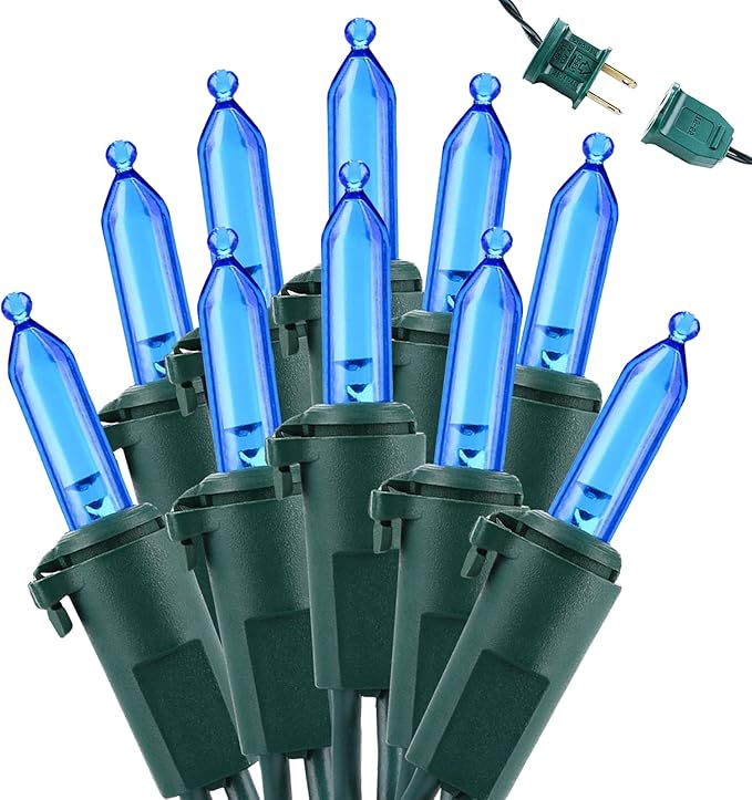 Brizled Blue Christmas Lights, 33ft 100 LED Christmas String Lights, 120V UL Certified Plug-in Xmas Tree Light Connectable Mini Xmas Light Waterproof for Home Party Wedding Indoor Outdoor Decorations