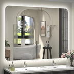 48''x30'' Lighted Mirrors for Bathroom Wall Backlit Rectangular Rounded Corners, LED Bathroom Mirror Frameless with Lights Anti Fog, Dimmable, 3 Colors,Tempered Glass, Shatter-Proof