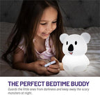 LumiPets Keith the Koala Squishy Night Light for Kids | Silicone Lamp with Tap & Remote Control | Rechargeable, 9 Color Changing Animal Night Light for Boys & Girls | Portable Nightlight With USB Cord
