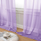 Aiyufeng Light Purple Sheer Curtain Panels Pair Sold 45 Inch Length, Light Filtering Window Curtain Drapes Treatment for Kitchen, Bedroom/Children Room, Voile Top Dual Rod Pocket, 2 Pack of 42 x 45"