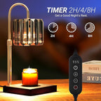 Candle Warmer Lamp with Timer, Dimmable Electric Candle Wamer Adjustable Height, Glass Modern Candles Melter Lamp, Black