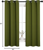 NICETOWN Kitchen Curtain Panels Blackout Draperies, Thermal Insulated Solid Grommet Blackout Curtains/Drapes for Christmas Window Decoration (1 Pair, 34 by 63 inches, Olive Green)