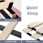Allewie Twin Bed Frame/Velvet Upholstered Bed Frame with Vertical Channel Tufted Headboard/Strong Wooden Slats/Platform Bed Frame/Mattress Foundation/Box Spring Optional/Easy Assembly/Pink