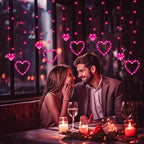 Valentines Day Decor, Pink Love Heart String Lights for Bedroom, 12 Hearts 138 LED Fairy Twinkle Lights with Remote, 8 Lighting Modes Connectable Window Lights for Valentine's Day Wedding Home Decor
