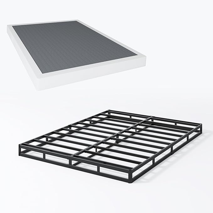 Box Spring King - 3 Inch Heavy Duty Low Profile Metal King Box Springs for Bed, Mattress Foundation, Easy Assembly,Easy Clean Cover