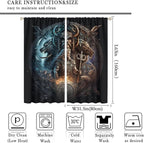 Cool Norse Viking Theme Curtains,Fantasy Ancient Symbols Wildlife Wolf Nordic Vikings Window Drapes Thermal Insulated Rod Pocket Blackout Drapes for Bedroom 2 Panels 63L x 31.5W