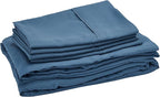 Sweet Home Collection 7 Piece Comforter Set Bag Solid Color All Season Soft Down Alternative Blanket & Luxurious Microfiber Bed Sheets, Denim, Full