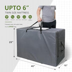 Cuddly Nest Folding Mattress Storage Bag - Heavy Duty Carry Case for Tri-Fold Guest Bed (Fits 6" Twin & Twin XL Mattress,Grey)