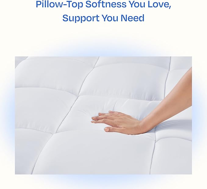 California Design Den Twin Mattress Topper, Thick Cooling Pillow Top Mattress Topper Twin for Restful Sleep, 900 GSM Fill, Breathable & Gentle on Skin