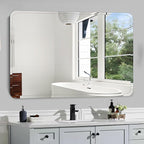 Frameless Bathroom Mirror for Over Sink,Wall Mounted Vanity Mirrors 15x24in,Rounded Rectangle Mirror Frameless with Polished Edge for Bedroom,Living Room,Entryway,Shatterproof (Horizontal/Vertical)