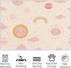 Living Room Area Rug 5x8 ft Cartoon Sun Rainbow Washable Non-Slip Area Rug, 3D Print Low-Pile Carpet for Bedroom, Kids Room, Nursery, Home Decor Rugs
