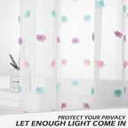 MYSKY HOME White Sheer Curtains for Living Room Sliding Door Windows Rainbow Pom Pom Bedroom Curtains 2 Panels Light Filtering 95 Inch Curtains Dining Room Parties Rod Pocket Farmhouse 52" x 95" inch