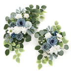 Artificial Flowers Decorations Pack of 2,Centerpieces for Wedding Reception Backdrop Decoration, Floral Decor Wall Home Entryway OutdoorDecorations (Serene Dusty Blue)