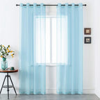 DUALIFE Sky Blue Voile Sheer Curtains Grommet,Look Semi Natural Light Flow Sheer Drapes,Elegant Solid Color Touch Soft Drapes for Living Room Bedroom,Set of 2 Panels 52X120 Inch Long 10 FT Baby Blue