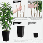 Artificial Dracaena Tree 6FT - Faux Tree with Black Tall Planter - Fake Tropical Yucca Floor Plant Potted - Artificial Silk Tree for Home Office Living Room Decor Indoor