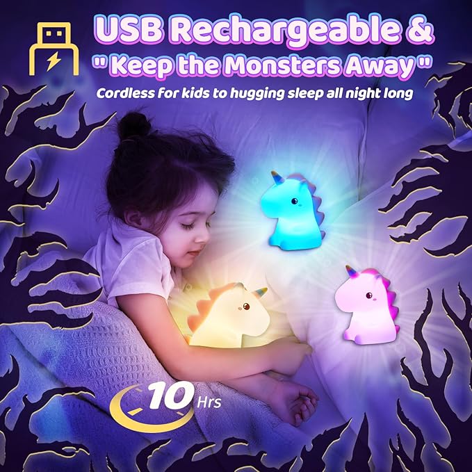 Unicorn Toys, Night Light for Kids Night Light,16 Colors+Silicone+Dimmable+12 Hours Use Nightlight for Kids Room,Unicorn Toys for Girls Age 4-6, Christmas Gifts for Baby,Adults,Toddler Girl Room Decor