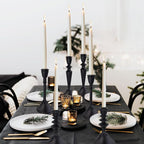 Candlestick Holders Black Candle Holder Set in 3 Designs-Taper Candle Holders Set of 3 for Candlesticks,Modern Wood Candle Stick Candle Holders for Decor
