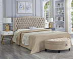 24KF Upholstered Tufted Button Velvet Headboard,Comfortable Fashional Headboard Queen/Full Size,Taupe