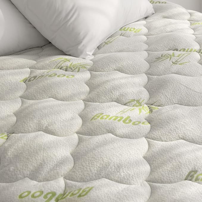 California King Air Mattress Pad, Thick Quilted Mattress Topper Cal King, Soft Breathable and Noiseless Down Alternative Fiber Pillow Top Mattress Cover with Deep Pocket Fits Up to 23 Inch Mattress