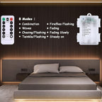 echosari Battery Powered Led Strip Lights with Remote Warm White, 8 Modes, Dimmable, Timer, Self-Adhesive, Cuttable, Waterproof, 9.8FT 90Led Strip Lights for TV Kitchen Cupboard Bedroom Decor