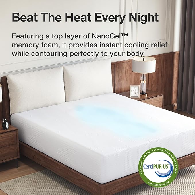 Novilla Queen Size Mattress, 14 inch Gel Memory Foam Mattress, Queen Mattresses for Cooling Night Sleep & Pressure Relief, CertiPUR-US Certified