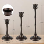 Vintage Metal Candlestick Holders, Set of 3 Bronze Candle Holders for Candlesticks Antique Taper Candles Stands Candle Sticks Holder for Housewarming Wedding Mantelpiece Table Centerpiece Decor