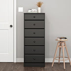Prepac Astrid Tall Black Dresser for Bedroom: 16.5"D x 19.75"W x 50"H, 6-Drawer Chest for Bedroom by Prepac - Perfect Chest of Drawers for Ample Storage in Narrow Spaces