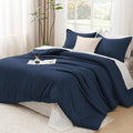 Litanika California King Comforter Set Navy Blue - 3 Pieces Cal King Lightweight Soft Plain Bed Comforter, Oversized Down Alternative Bedding Set - Machine Washable (104x96In, 2 Pillowcases)