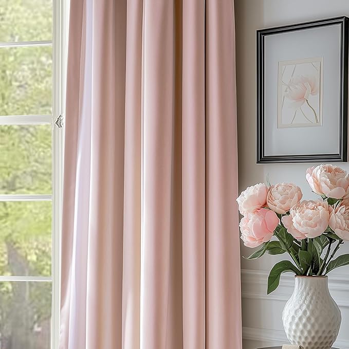 Lazzzy Velvet Blackout Curtains Thermal Insulated Room Window Drapes Super Soft Luxury Curtains for Living Room Bedroom Rod Pocket 2 Panels, Dusty Pink, 52" W x 120" L