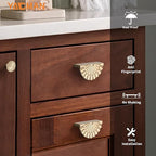 Champagne Bronze Cabinet Pulls 6 Pack 3 Inch Modern Drawer Handles Kitchen Cupboard Half Moon Bathroom Dresser Sunflower Cup Pull SH-CB76-6