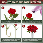 Red Roses Artificial Flowers 50 Pack in Bulk, Fake Roses Flowers Realistic Roses for Wedding Home Party Decoration Event Gift (Red)
