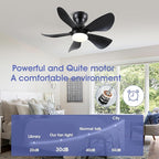 Ceiling Fans with Lights and Remote/APP Control, 30 inch Low Profile Ceiling Fans with Dimmable White Colors and RGB Lighting, 6 Speeds 5 Curved Blades for Kids Room Bedroom Bar, Black
