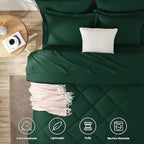 CozyLux Queen Comforter Set Emerald Green - Bed in a Bag Queen Size 7 Pieces, Luxury Soft Bed Set for All Seasons, Bedding Set with Down Alternative Comforter, Sheets, Pillowcases & Shams