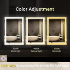 36"x28" LED Bathroom Mirror with Lights Large Wall-Mounted Vanity LED Mirror Smart Lighted Makeup Mirror Stepless Dimmable, Adjustable Brightness,Touch Screen Button,Anti-Fog,Memory Function