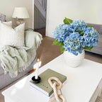 Light Blue Flowers Hydrangea Artificial Flowers, 4PCS 21" Latex Real Touch Vintage Lifelike Silk Flowers,Faux Hydrangea Bouquet Fake Flowers for Wedding Centerpieces Tables Party Outdoor Home