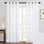 RYB HOME Semi Sheer Curtains 84 inches - Linen Texture Privacy Breathable Curtains Large Window Decor for Bedroom Living Room Canopy Bay Window Bathroom, 52 x 84 inch Length, 2 Panels