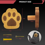 4PCS Wooden Cat's Paw Shaped Cabinet Knobs, Cabinet Handles, Single Hole Beech Wood Handles, Wood Hooks with Full Set of Screw Accessories