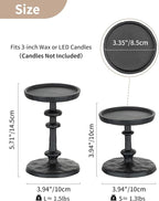 NUPTIO Pillar Candle Holder Black: Solid Cast Iron Candle Stand for 3 Inch Pillars - Vintage Sturdy Metal Candleholder for Halloween Christmas Fireplace Mantle Decor