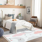 Rug Cute Sky Smiling Sleeping Moon Hearts Stars Clouds Scandinavian Chic Area Rug Washable Hallway Runner Rug Minimalist Home Decor for Living Room Bedroom Nursery Playroom Classroom