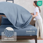 HEVUMYI Dusty Blue Cali-King Comforter Set - 7-Piece All Season Bed in a Bag Cali-King, Ultra Soft Bedding Set with Comforter, Flat Sheet, Fitted Sheet, Pillowcases, Pillow Shams