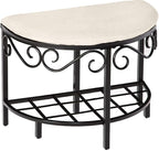 Mango Steam Half Moon Shoe Bench - Vanity Seat/Dressing Stool/Makeup Chair - White